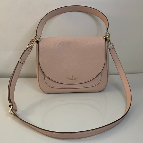 Kate Spade - Medium Flap Shoulder Bag - Pebbled leather - Rose Smoke - Picture 1 of 13